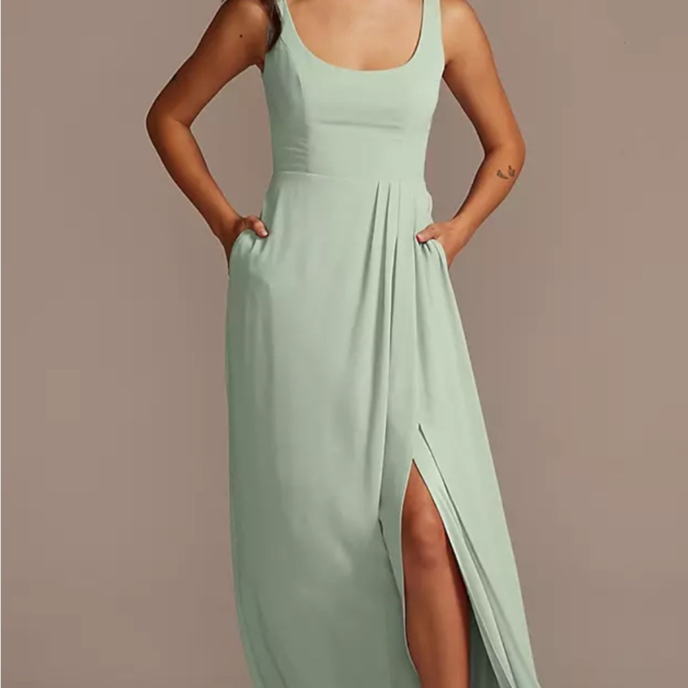 David's Bridal Light Green Maxi Dress